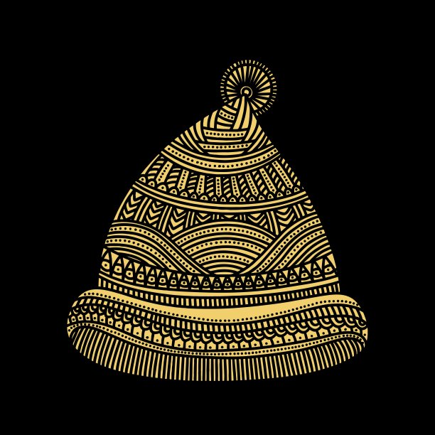 涂鸦风格的插图。针织冬帽，设计元素。图片下载