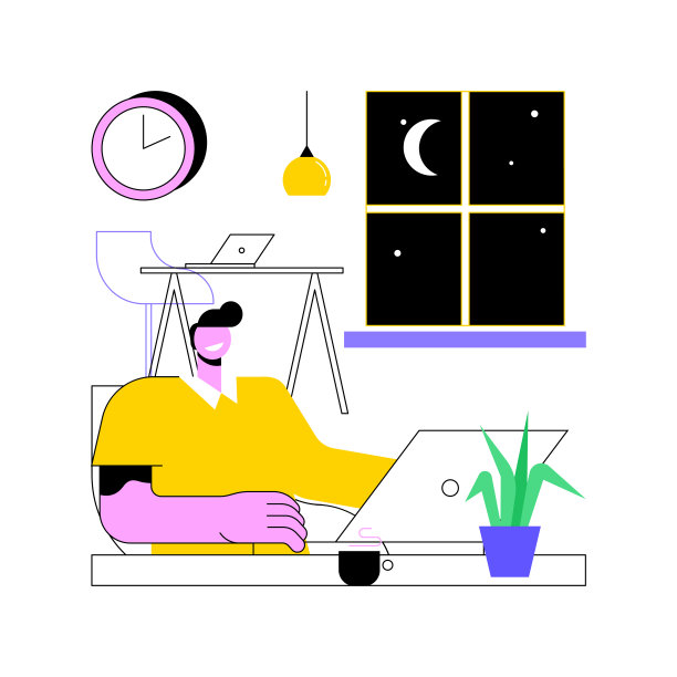 24小时办公室访问孤立的卡通矢量插图。图片下载