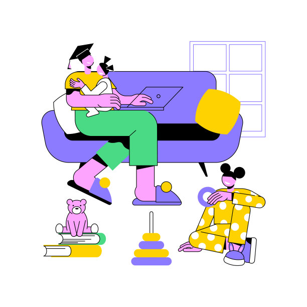 在产假期间研究孤立的卡通矢量插图。图片下载