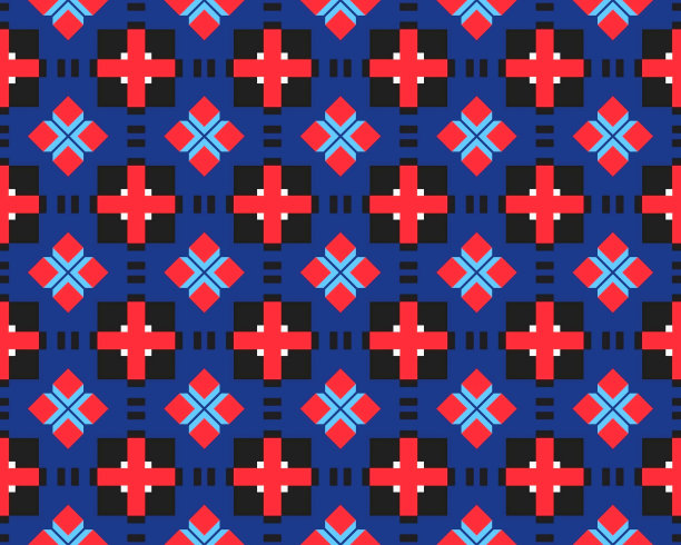 东方民族几何无缝瓷砖图案，采用各种传统元素风格设计图片下载