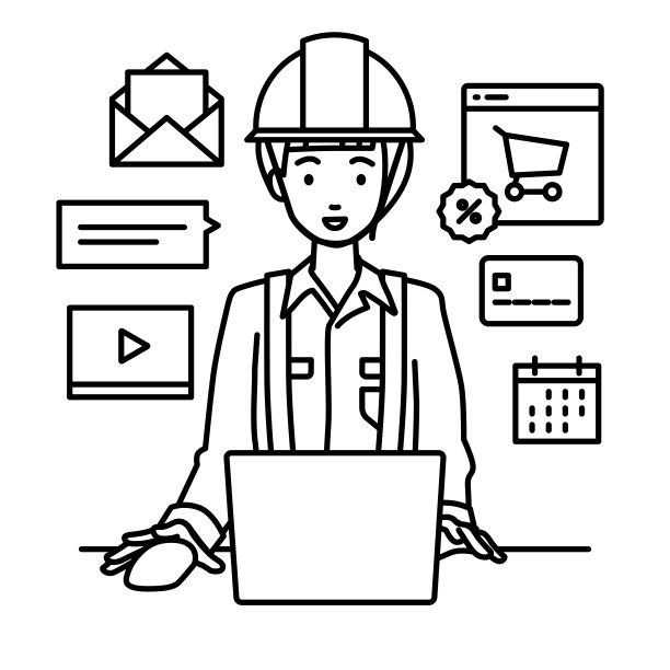 一位在建筑工地工作的妇女使用笔记本电脑浏览网站、数字营销、支付、管理网上商店和支持客户在她的办公桌上图片下载