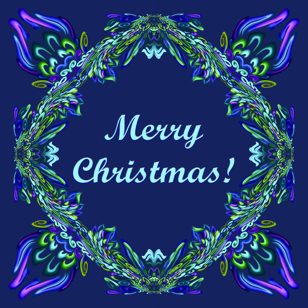 圣诞快乐! !卡片模板，彩色背景上的彩色装饰，文字的空间，文字的浮雕效果，祝贺，邀请，蓝色的颜色图片下载