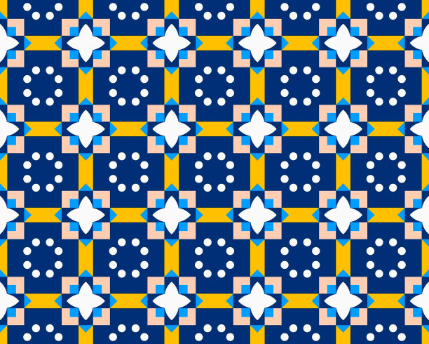 东方民族几何无缝瓷砖图案，采用各种传统元素风格设计图片下载