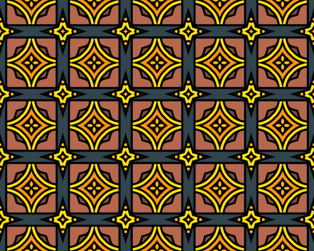东方民族几何无缝瓷砖图案，采用各种传统元素风格设计图片下载