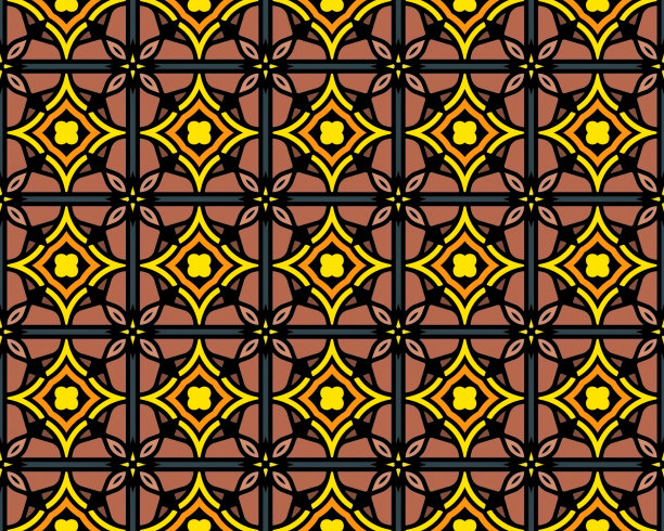 东方民族几何无缝瓷砖图案，采用各种传统元素风格设计图片下载