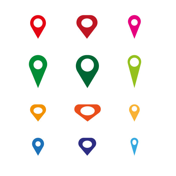 彩色针套。标记的位置。业务矢量图标。矢量插图。股票的形象。图片下载