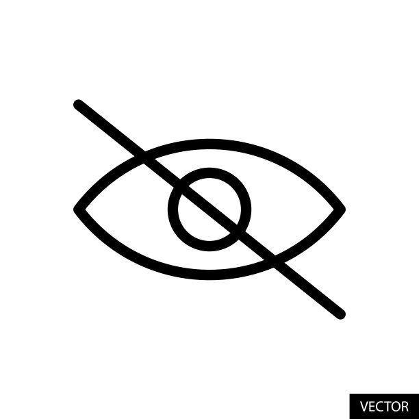 隐藏敏感内容矢量图标的线风格设计孤立在白色背景上。可编辑的中风。图片下载