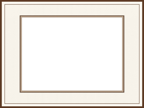经典的框架设计与pass -partout。复古边界与断头台线艺术图案。棕色的相框。向量抽象模板A4证书，文凭，照片书页。复制空间为白色背景。EPS10插图图片下载