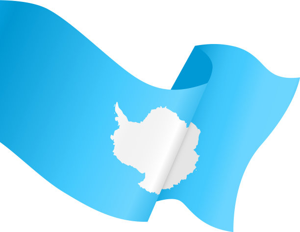 南极洲旗帜在白色背景下飘扬图片下载