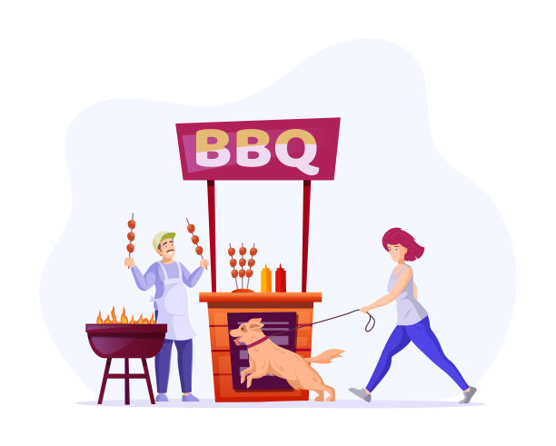 快乐的男人在户外烧烤夏季摊位图片下载