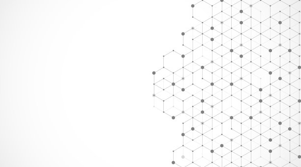 技术抽象的线条和圆点用六边形连接背景。六边形连接数字数据和大数据的概念。十六进制数字数据可视化。矢量图图片下载