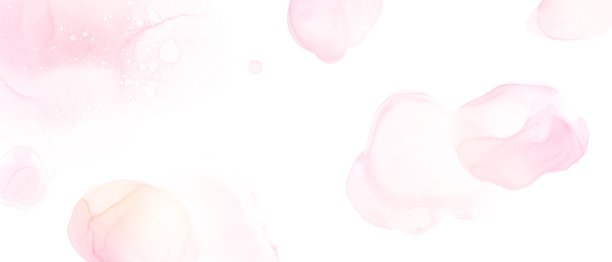 春夏白底酒精水墨艺术。肥皂泡样式的图案。粉红色的梯度。水平模板与水彩纹理图片下载