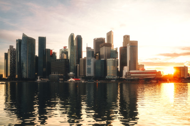 日落时分的新加坡城市景观图片下载