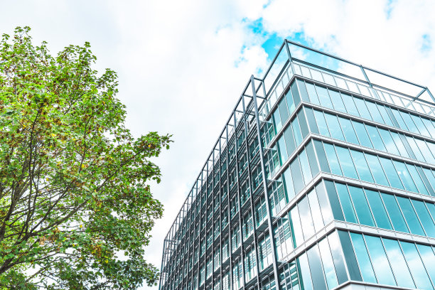 商业塔和绿叶图片下载