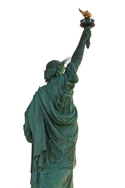 自由女神像-孤立的白色后视镜图片下载