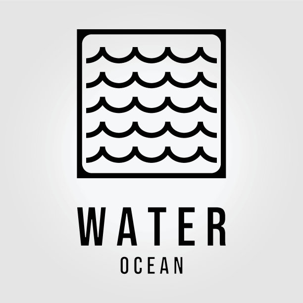 水波矢量图标线条艺术，海洋湖河插画设计极简概念创意，最小的水符号图片下载