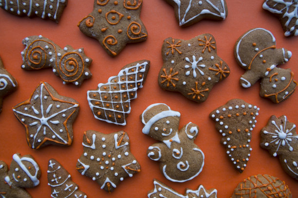一套不同的自制圣诞饼干孤立的背景图片下载