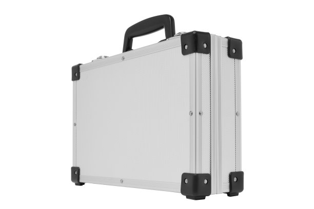 白色背景的金属手提箱。图片下载