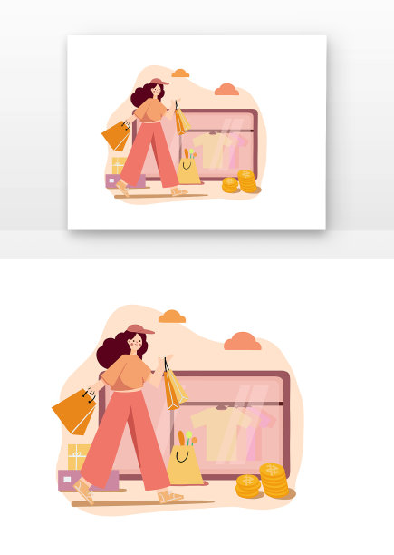 扁平风购物女孩图片下载