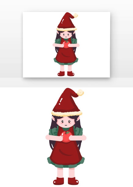 节日圣诞节女孩拿着苹果图片下载