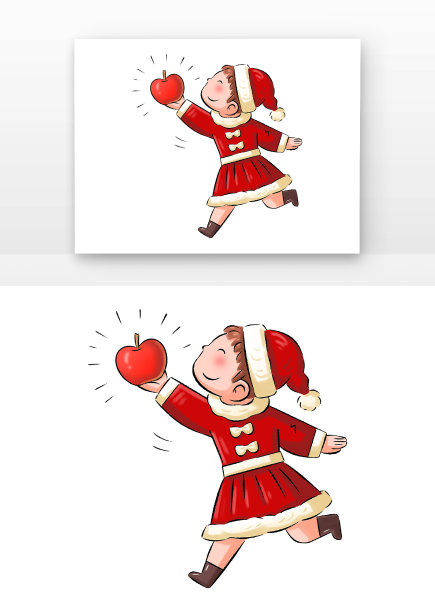 圣诞节人物拿苹果图片下载