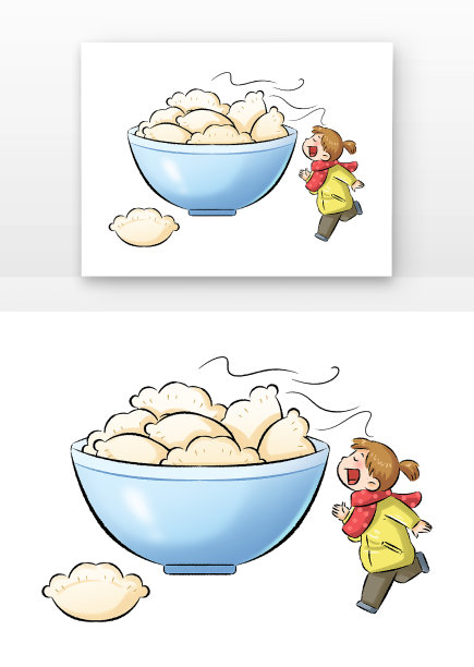 冬至儿童与饺子组合图片下载