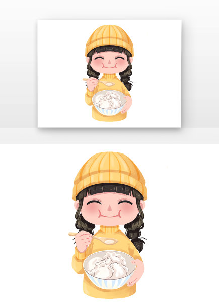 冬至吃饺子的女孩图片下载