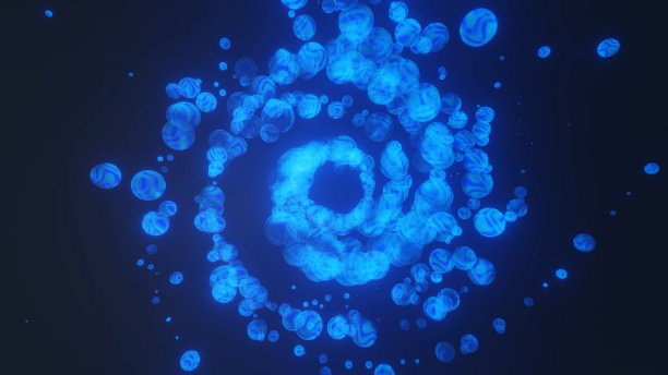 4k视频，从黑暗空间的发光粒子神奇旋转。图片下载