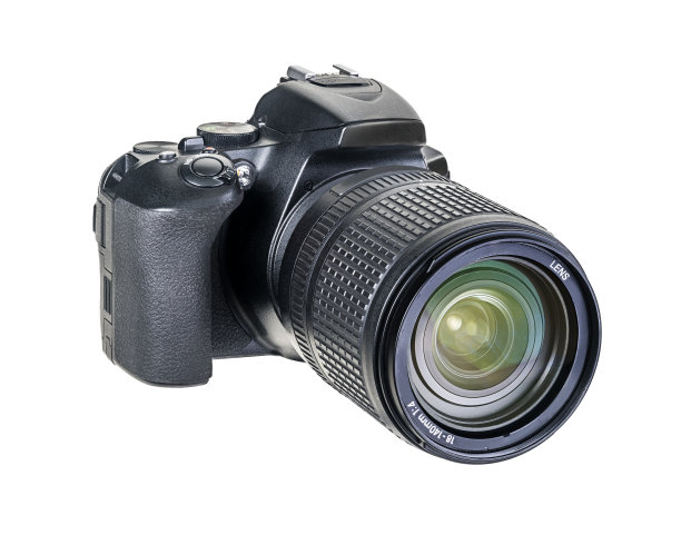 单反相机孤立在白色背景。图片下载