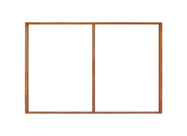 日本房屋木门窗框孤立在白色背景图片下载
