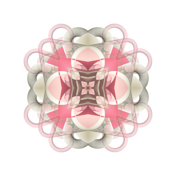 抽象的粉色和米色万花筒三维物体隔离图片下载