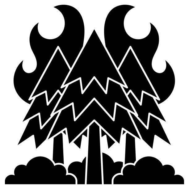 森林火灾图标设计模板矢量插图图片下载