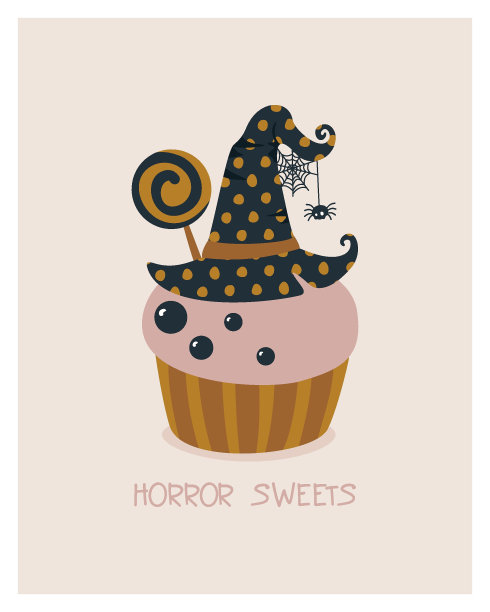 恐怖糖果卡。万圣节的邀请函，海报的设计。矢量插图。图片下载