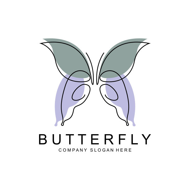 蝴蝶标志设计，美丽的飞行动物，公司品牌图标插画，丝网印刷，沙龙图片下载