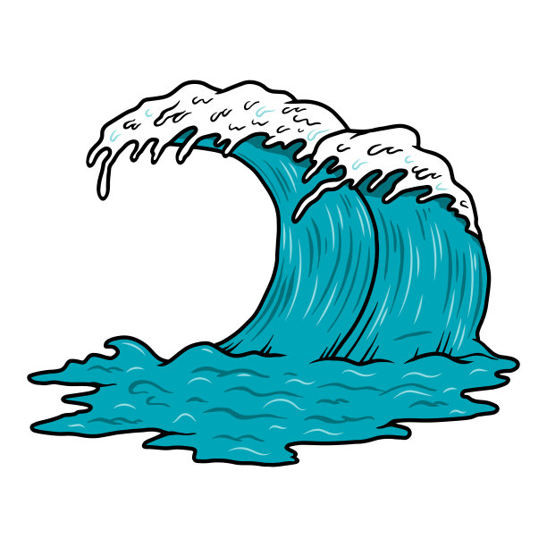 海浪的插图。设计元素为海报，徽章，横幅，标志，t恤。矢量图图片下载