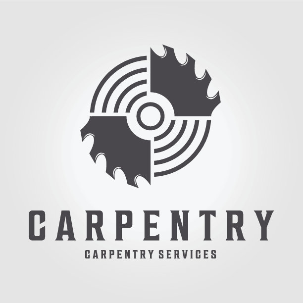 极简木工链锯线艺术矢量标志，木锯插画设计复古概念想法图片下载