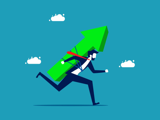 职业承诺。商人带着箭向前跑。业务概念向量图片下载