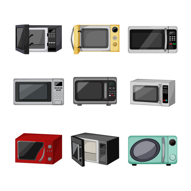 微波炉套卡通矢量插图图片下载