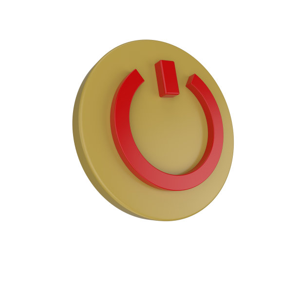 最小的3d插图电源按钮图标。3d渲染按钮。图片下载