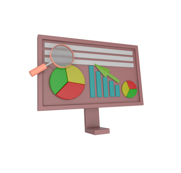 最小3d插图Web UI-UX设计，网页概念。网页设计，电脑浏览器。图,饼图。图片下载