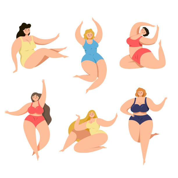 加上大小美丽的女人在不同的姿势设置图片下载