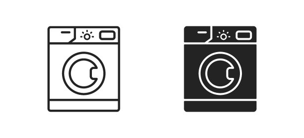 白色背景上的洗衣机图标。电动家庭aplliances。自助洗衣店的概念。图片下载