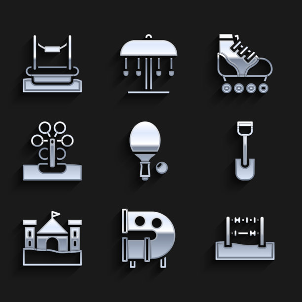 设置球拍和球童游乐场滑梯图片下载