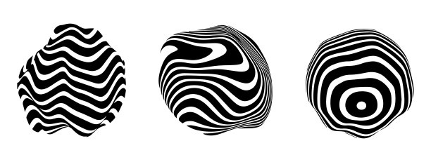 扭曲球体形状的视错觉。抽象矢量背景与黑白线。模式扭曲纹理。图片下载