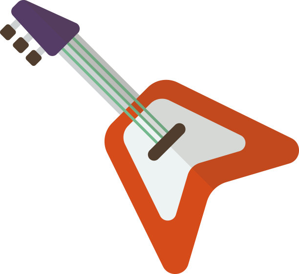 红色电吉他插画的极简风格图片下载