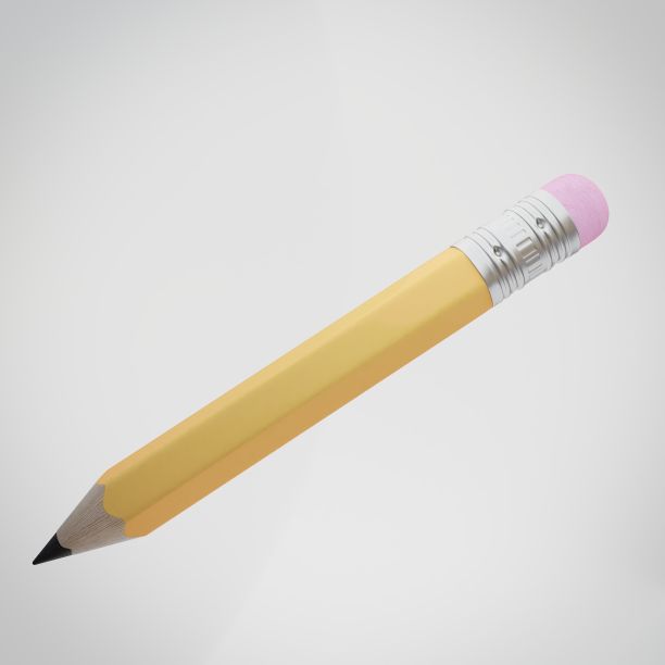 3d渲染黄色铅笔在白色背景，回到学校图片下载