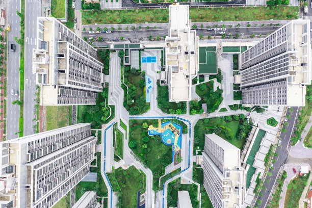 高层住宅鸟瞰图图片下载