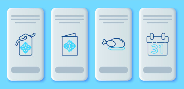 套装线圣诞明信片烤火鸡或图片下载