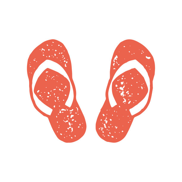 极简主义红色拖鞋对传统夏季海滩度假鞋俯瞰垃圾质感图片下载