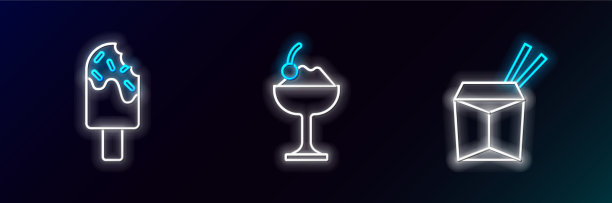 设线亚洲面条和筷子冰淇淋图片下载